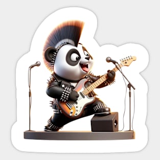 Rockstar Panda - Punk Rock Power - Electric Guitar Panda Tee Sticker